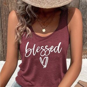 Women's Maroon 'Blessed' Tank Top